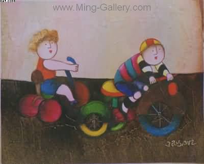Children painting on canvas CHI0001
