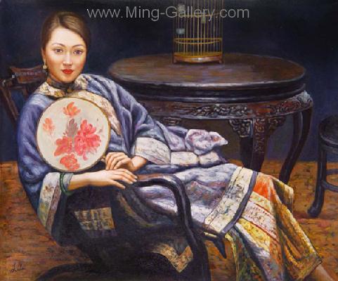 Traditional Chinese Ladies painting on canvas PRT0163