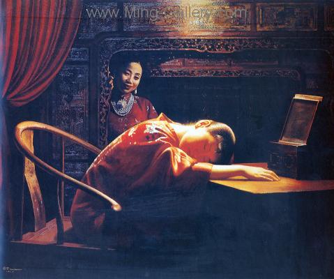 Traditional Chinese Ladies painting on canvas PRT0166