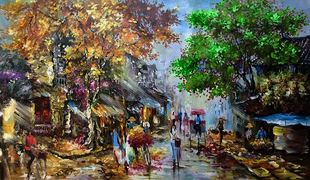 Bangkok Old Town Cityscape painting on canvas TBK0017