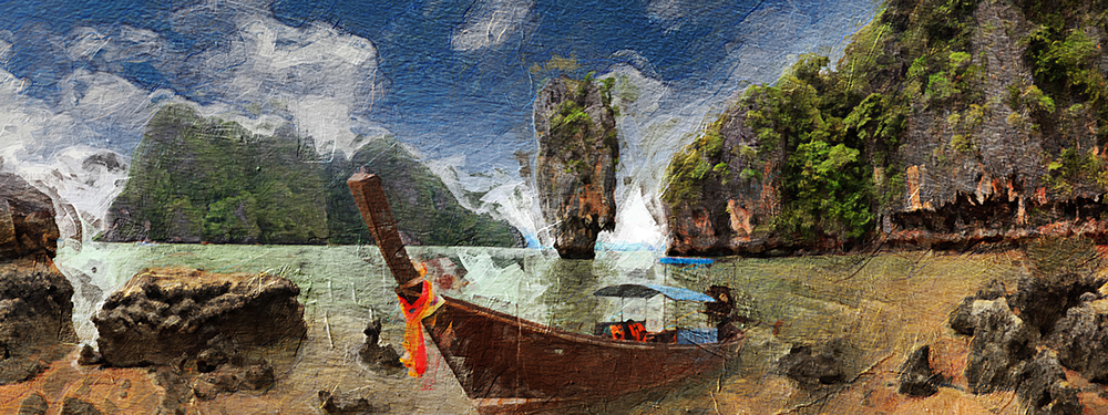 Thai Boats painting on canvas TMB0008