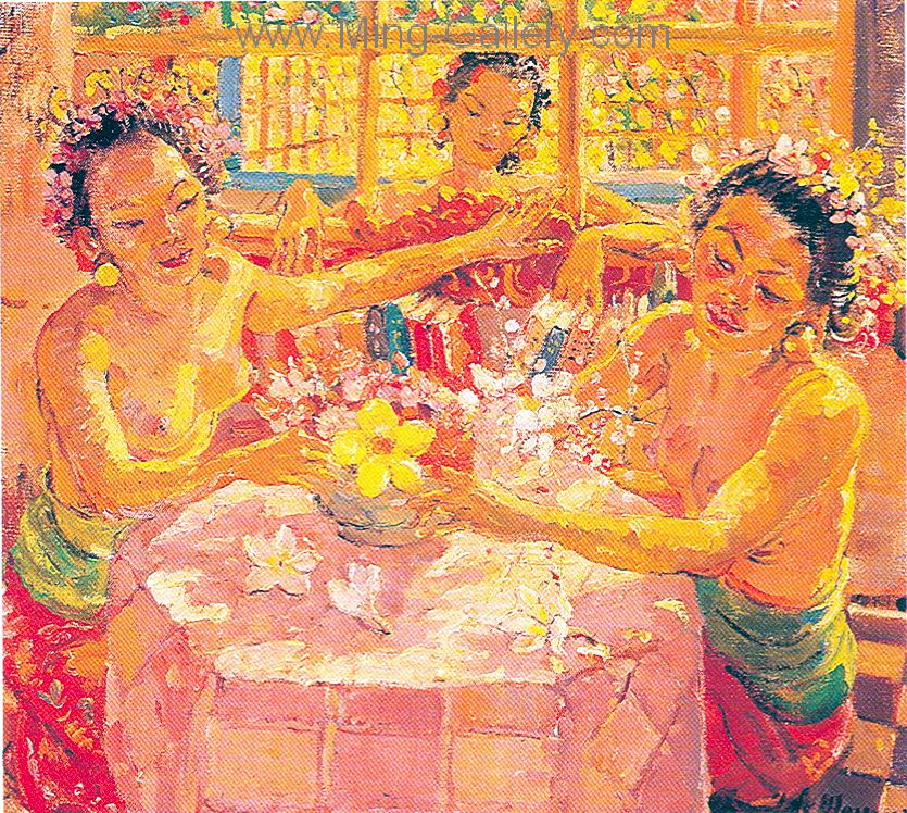 Famous Bali Artist Merpres painting on canvas BAA0007