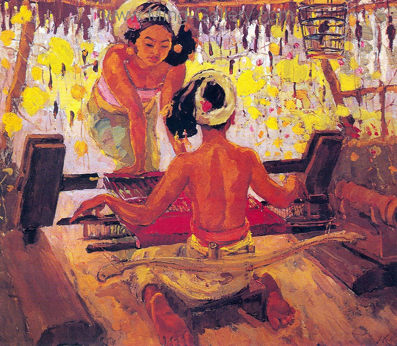 Famous Bali Artist Merpres painting on canvas BAA0009