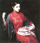 Traditional Chinese Ladies painting on canvas PRT0142